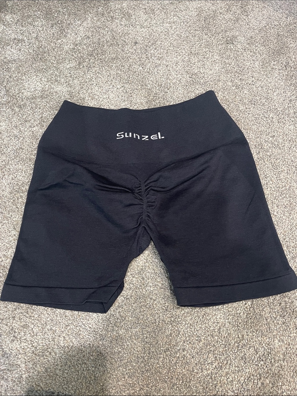 Black Women’s High-Waist Ruched Gym Shorts